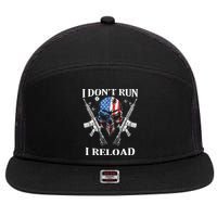 I don't Run I Reload Gun Rights AR 15 Skull American Flag 7 Panel Mesh Trucker Snapback Hat