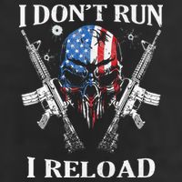 I don't Run I Reload Gun Rights AR 15 Skull American Flag 7 Panel Mesh Trucker Snapback Hat