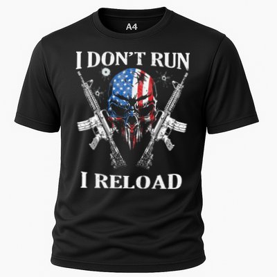 I don't Run I Reload Gun Rights AR 15 Skull American Flag Performance Shirt