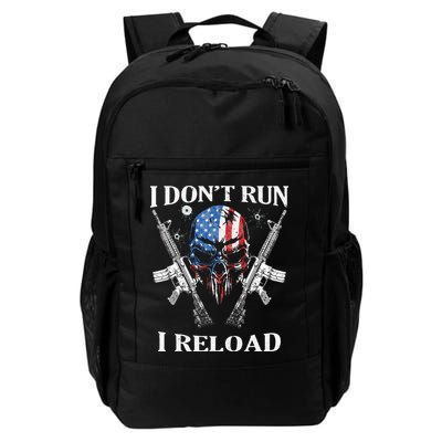 I don't Run I Reload Gun Rights AR 15 Skull American Flag Backpack