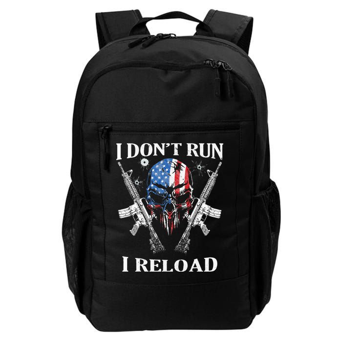 I don't Run I Reload Gun Rights AR 15 Skull American Flag Backpack