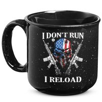 I don't Run I Reload Gun Rights AR 15 Skull American Flag 15oz Campfire Ceramic Mug