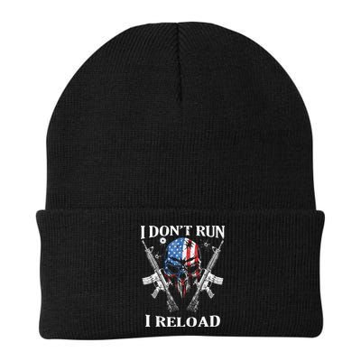 I don't Run I Reload Gun Rights AR 15 Skull American Flag Beanie