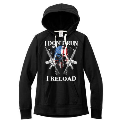 I don't Run I Reload Gun Rights AR 15 Skull American Flag Women's Fleece Hoodie