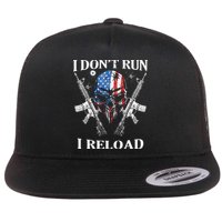 I don't Run I Reload Gun Rights AR 15 Skull American Flag Flatbill Hat