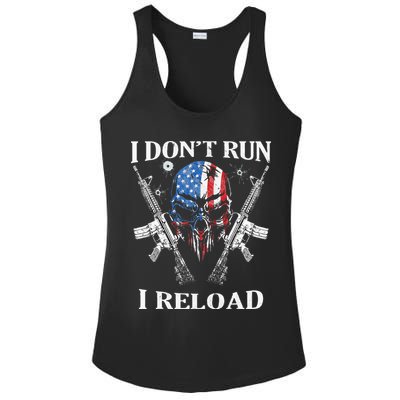I don't Run I Reload Gun Rights AR 15 Skull American Flag Ladies PosiCharge Competitor Racerback Tank