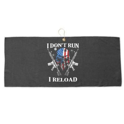 I don't Run I Reload Gun Rights AR 15 Skull American Flag Large Microfiber Waffle Golf Towel