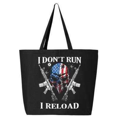 I don't Run I Reload Gun Rights AR 15 Skull American Flag 25L Jumbo Tote