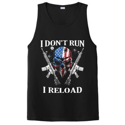 I don't Run I Reload Gun Rights AR 15 Skull American Flag PosiCharge Competitor Tank