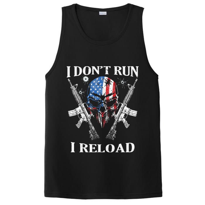 I don't Run I Reload Gun Rights AR 15 Skull American Flag PosiCharge Competitor Tank
