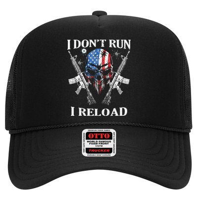 I don't Run I Reload Gun Rights AR 15 Skull American Flag Trucker Hat