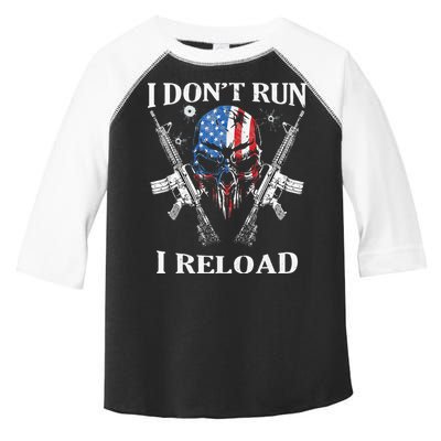 I don't Run I Reload Gun Rights AR 15 Skull American Flag Toddler Fine Jersey T-Shirt