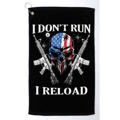 I don't Run I Reload Gun Rights AR 15 Skull American Flag Golf Towel