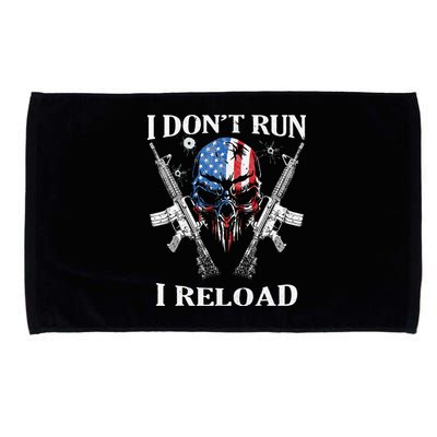 I don't Run I Reload Gun Rights AR 15 Skull American Flag Microfiber Hand Towel