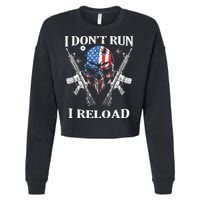 I don't Run I Reload Gun Rights AR 15 Skull American Flag Cropped Pullover Crew
