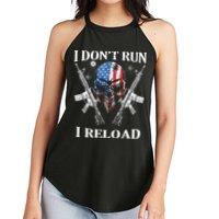 I don't Run I Reload Gun Rights AR 15 Skull American Flag Women's Perfect Tri Rocker Tank