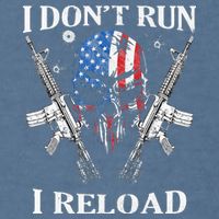 I don't Run I Reload Gun Rights AR 15 Skull American Flag Garment-Dyed Sweatshirt