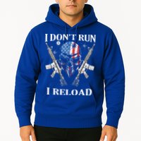 I don't Run I Reload Gun Rights AR 15 Skull American Flag Hoodie