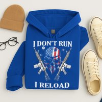 I don't Run I Reload Gun Rights AR 15 Skull American Flag Hoodie