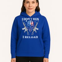 I don't Run I Reload Gun Rights AR 15 Skull American Flag Hoodie