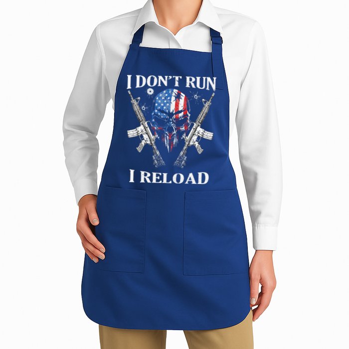 I don't Run I Reload Gun Rights AR 15 Skull American Flag Apron