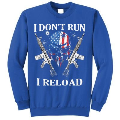 I don't Run I Reload Gun Rights AR 15 Skull American Flag Sweatshirt