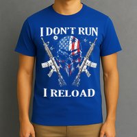 I don't Run I Reload Gun Rights AR 15 Skull American Flag T-Shirt