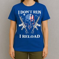 I don't Run I Reload Gun Rights AR 15 Skull American Flag T-Shirt