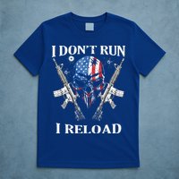 I don't Run I Reload Gun Rights AR 15 Skull American Flag T-Shirt