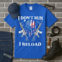 I don't Run I Reload Gun Rights AR 15 Skull American Flag Tall T-Shirt