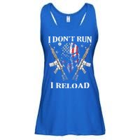 I don't Run I Reload Gun Rights AR 15 Skull American Flag Ladies Essential Flowy Tank
