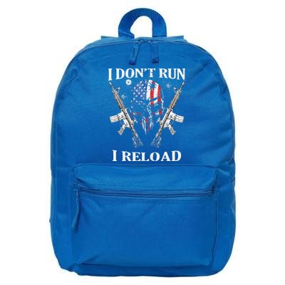 I don't Run I Reload Gun Rights AR 15 Skull American Flag 16 in Basic Backpack