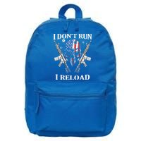 I don't Run I Reload Gun Rights AR 15 Skull American Flag 16 in Basic Backpack
