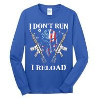 I don't Run I Reload Gun Rights AR 15 Skull American Flag Tall Long Sleeve T-Shirt