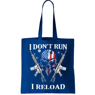 I don't Run I Reload Gun Rights AR 15 Skull American Flag Bag