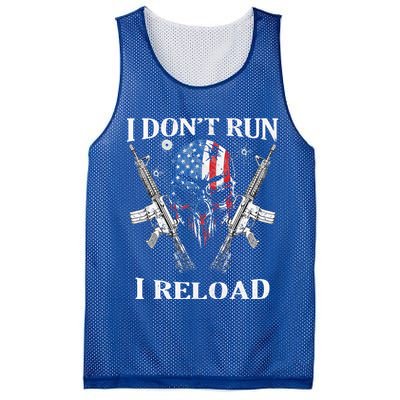 I don't Run I Reload Gun Rights AR 15 Skull American Flag Mesh Reversible Basketball Jersey Tank