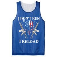 I don't Run I Reload Gun Rights AR 15 Skull American Flag Mesh Reversible Basketball Jersey Tank