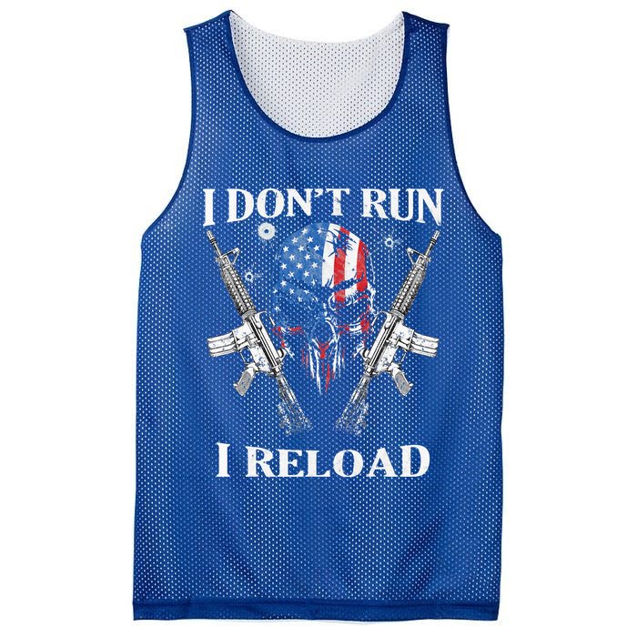 I don't Run I Reload Gun Rights AR 15 Skull American Flag Mesh Reversible Basketball Jersey Tank