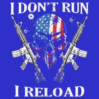 I don't Run I Reload Gun Rights AR 15 Skull American Flag Stripe Pom Pom Beanie