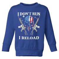 I don't Run I Reload Gun Rights AR 15 Skull American Flag Toddler Sweatshirt