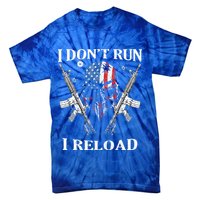 I don't Run I Reload Gun Rights AR 15 Skull American Flag Tie-Dye T-Shirt