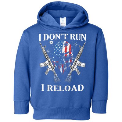 I don't Run I Reload Gun Rights AR 15 Skull American Flag Toddler Hoodie