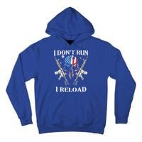 I don't Run I Reload Gun Rights AR 15 Skull American Flag Tall Hoodie