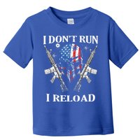 I don't Run I Reload Gun Rights AR 15 Skull American Flag Toddler T-Shirt