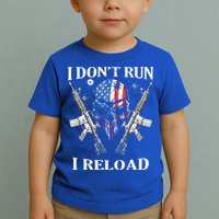 I don't Run I Reload Gun Rights AR 15 Skull American Flag Toddler T-Shirt