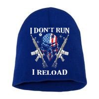 I don't Run I Reload Gun Rights AR 15 Skull American Flag Short Acrylic Beanie