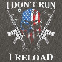 I don't Run I Reload Gun Rights AR 15 Skull American Flag Cotton Canvas Backpack