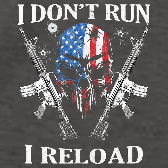 I don't Run I Reload Gun Rights AR 15 Skull American Flag Vector Backpack
