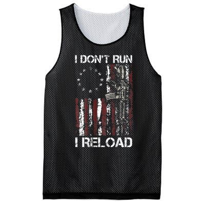 I Don't Run I Reload Gun American Flag Patriots  Mesh Reversible Basketball Jersey Tank