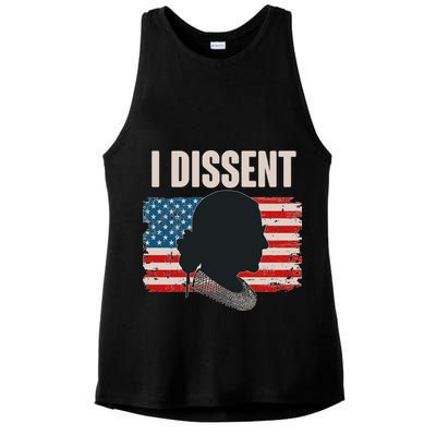 I Dissent Ruth Bader Ginsberg RBG USA American Flag Ladies PosiCharge Tri-Blend Wicking Tank